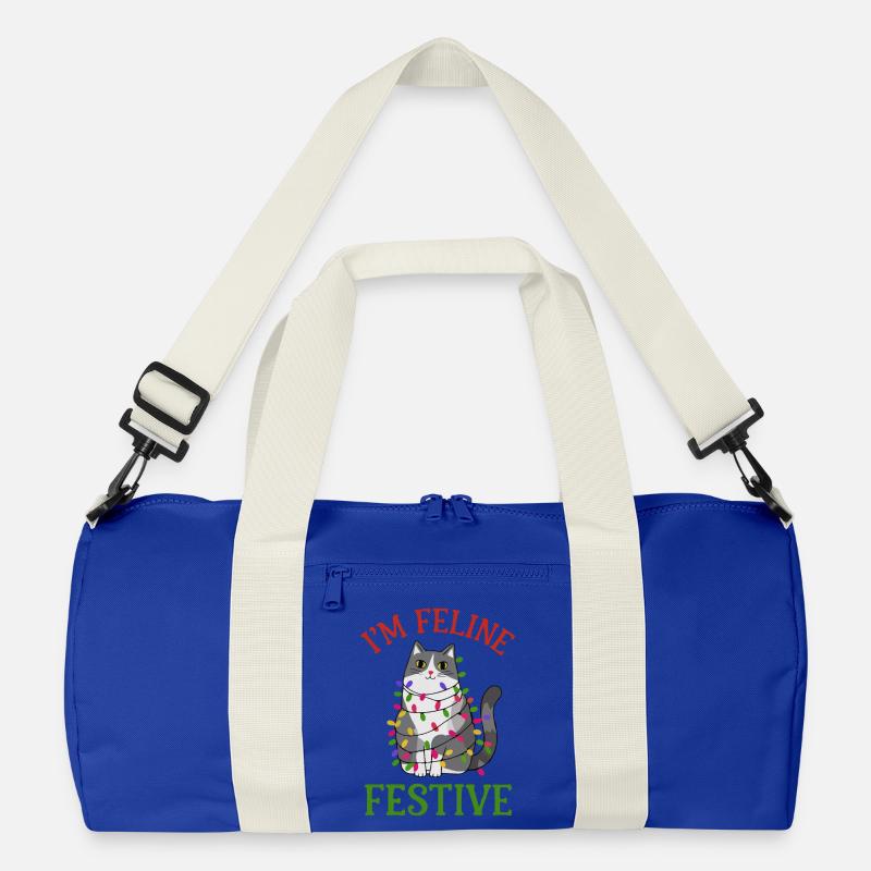 Feline Festive Light String Design Recycled Duffel Bag