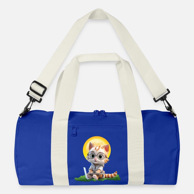 Smart Cat Sun Coder: Kätzchen Laptop Kunstdruck Recycelte Duffel Bag