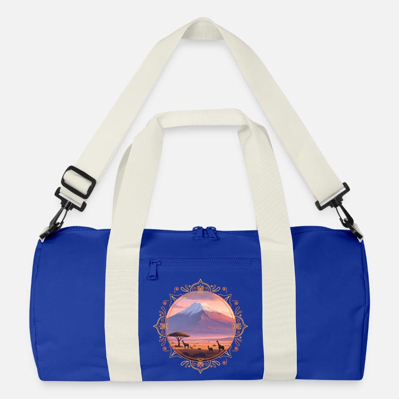 Kilimandscharo-Landschaft - Recycelte Duffel Bag - Leuchtend Königsblau/Offwhite