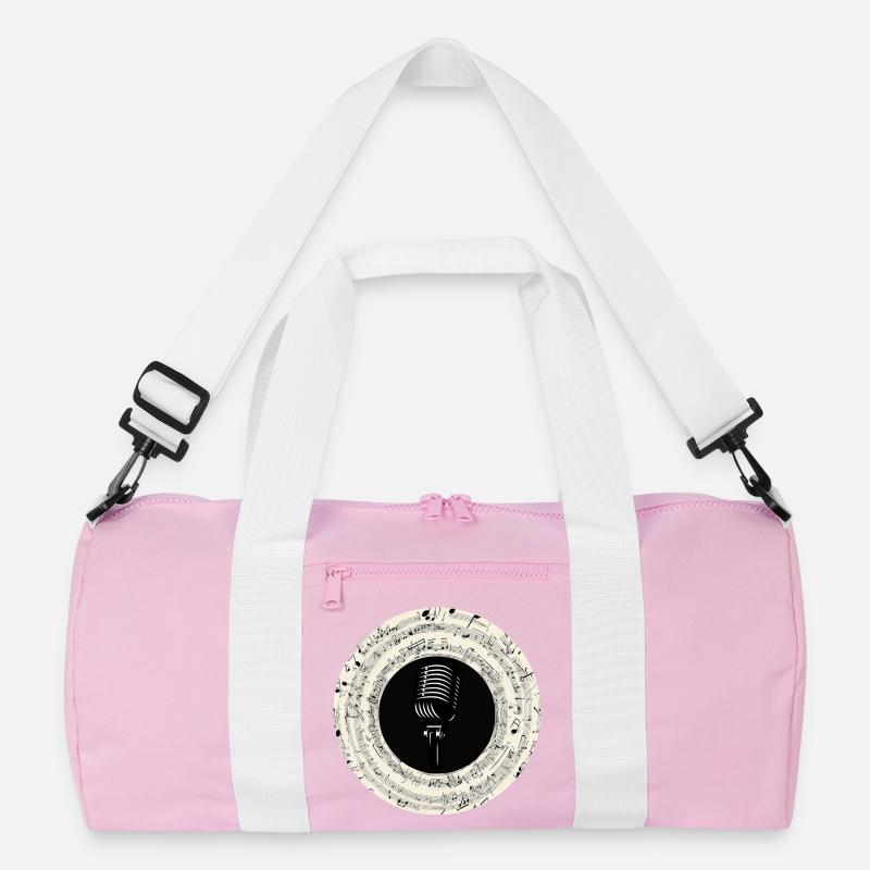Microphone Musical Notes Art Recycled Duffel Bag
