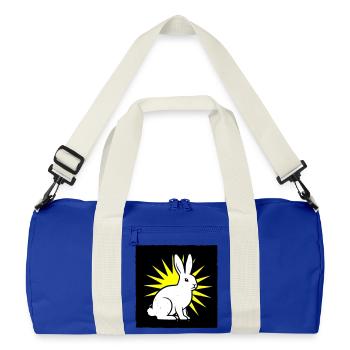 Cool bunny in punk rock & pop art style - Recycled Duffel Bag - bright royal/off white - Front