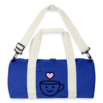 Good morning mug with a heart for you - Recycled Duffel Bag - bright royal/off white - Front
