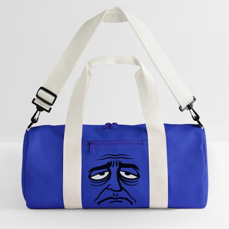 Grumpy sad disappointed face funny Recycled Duffel Bag