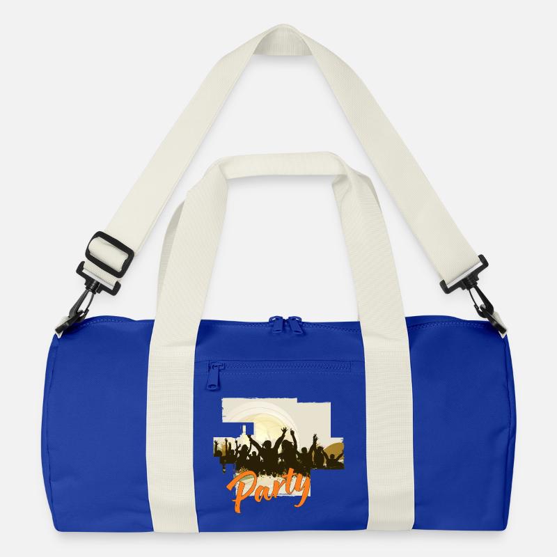 Feiernde Silhouetten Party Design - Recycelte Duffel Bag - Leuchtend Königsblau/Offwhite