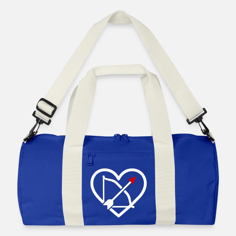 Bogenschießen Herz Pfeil Pfeil Sport Geschenk - Recycelte Duffel Bag - Leuchtend Königsblau/Offwhite