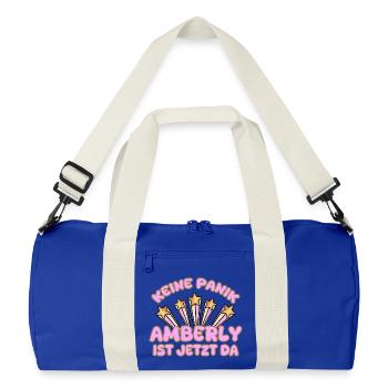Amberly as a woman's name - Recycled Duffel Bag - bright royal/off white - Front