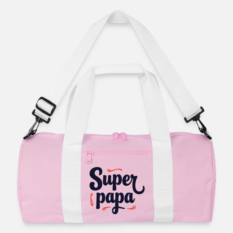 Super Dad Script Sewing Recycled Duffel Bag