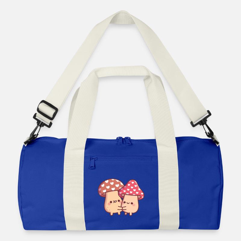 Cute Hugging Mushroom Toadstool Couple Recycled Duffel Bag