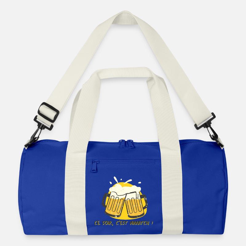 Fußball heute Abend ist ein Spiel mit Bier - Recycelte Duffel Bag - Leuchtend Königsblau/Offwhite