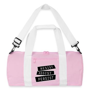 Resist Assist Persist Aktivismus Motivation Logo - Recycelte Duffel Bag - Rosa/Weiß - Vorne