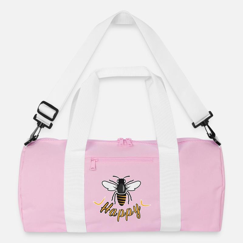 Happy bee with 'Happy' lettering Recycled Duffel Bag
