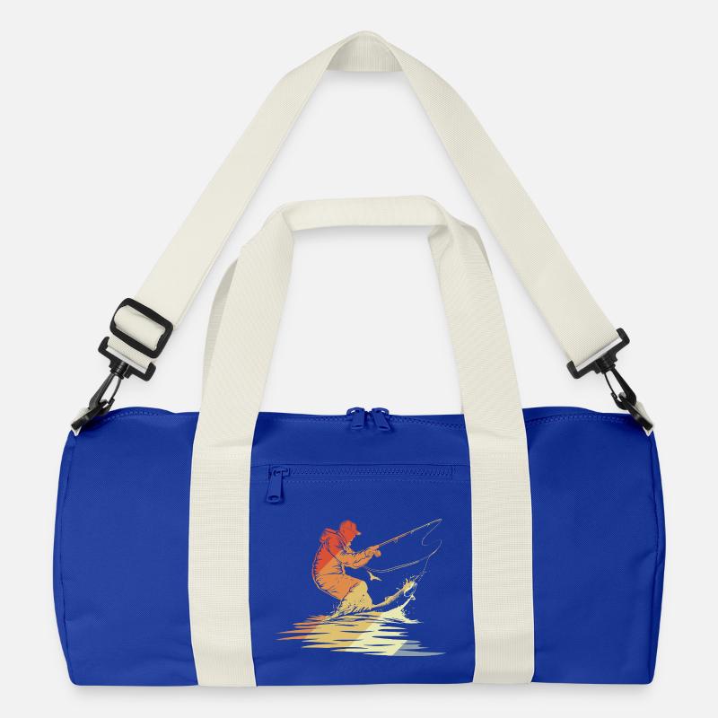 Fischen Grafik Retro Stil Recycelte Duffel Bag