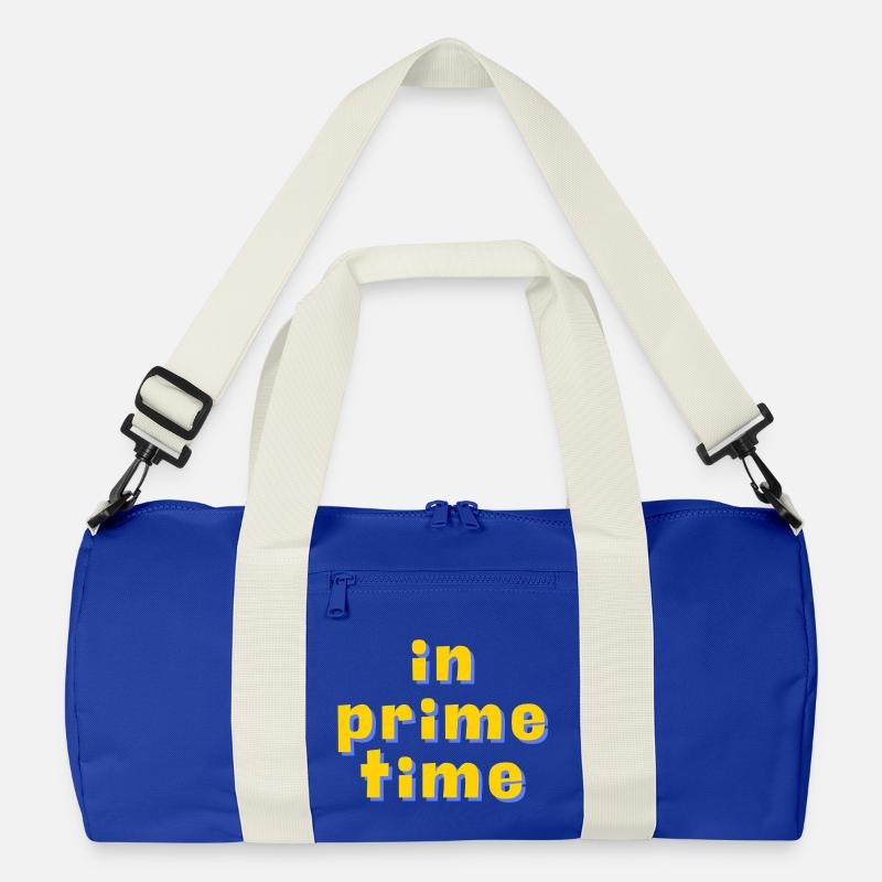In Prime Time Retro 3D Typografie - Recycelte Duffel Bag - Leuchtend Königsblau/Offwhite