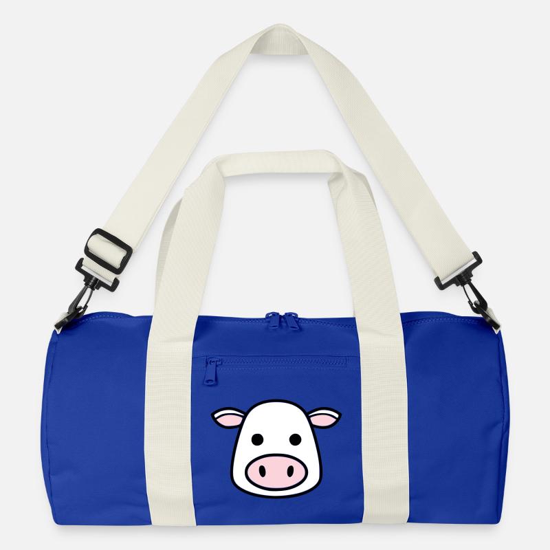 Cute Cow Head Face Comic Vector Recycled Duffel Bag