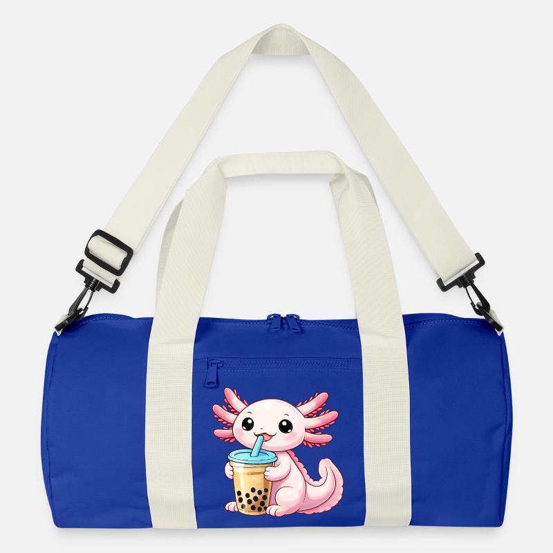 Bubble Tea Drachen-Anhänger - Recycelte Duffel Bag - Leuchtend Königsblau/Offwhite