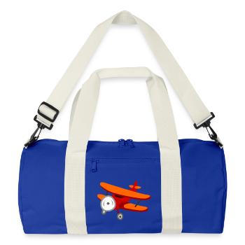 Red biplane plane - Recycled Duffel Bag - bright royal/off white - Front