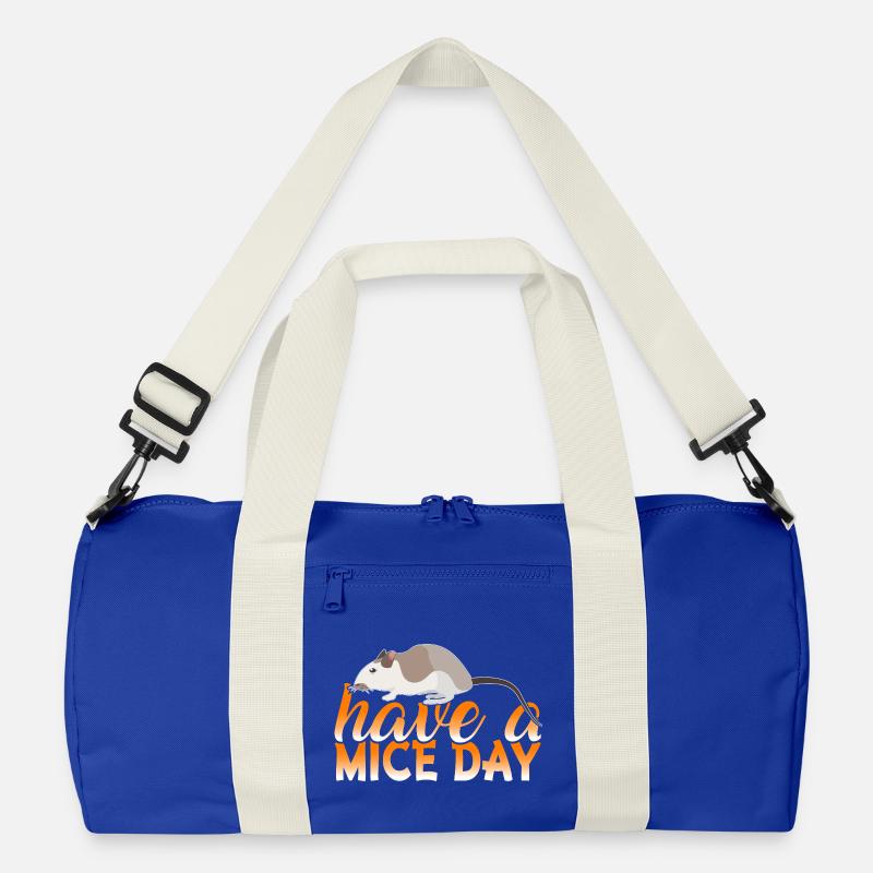Have A Mice Day Funny Mouse Pun Design - Recycelte Duffel Bag - Leuchtend Königsblau/Offwhite