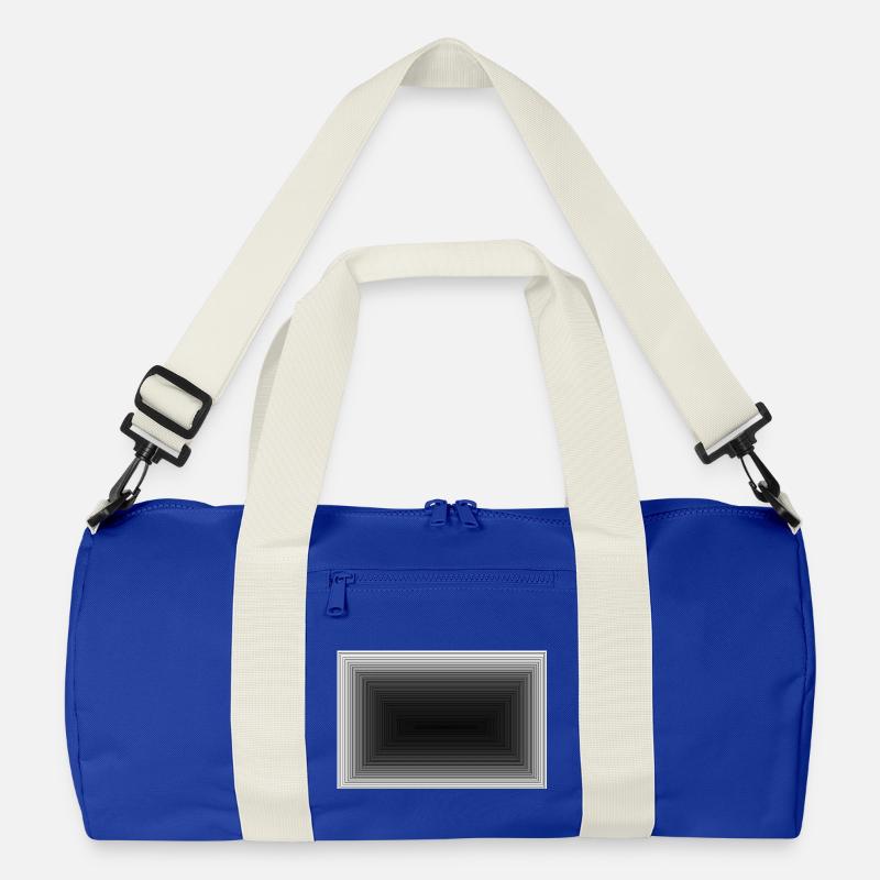 Schwarzer Grauton Tunnel Muster - Recycelte Duffel Bag - Leuchtend Königsblau/Offwhite