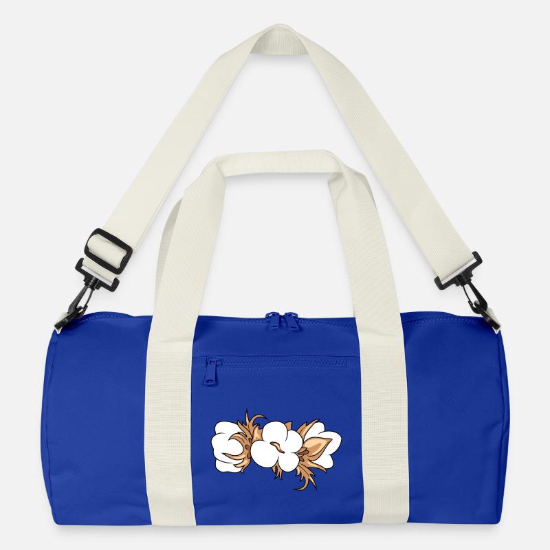 Blühende Baumwolle - Recycelte Duffel Bag - Leuchtend Königsblau/Offwhite