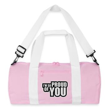 I'm So Proud Of You Heartily Encouraging Saying - Recycled Duffel Bag - pink/white - Front