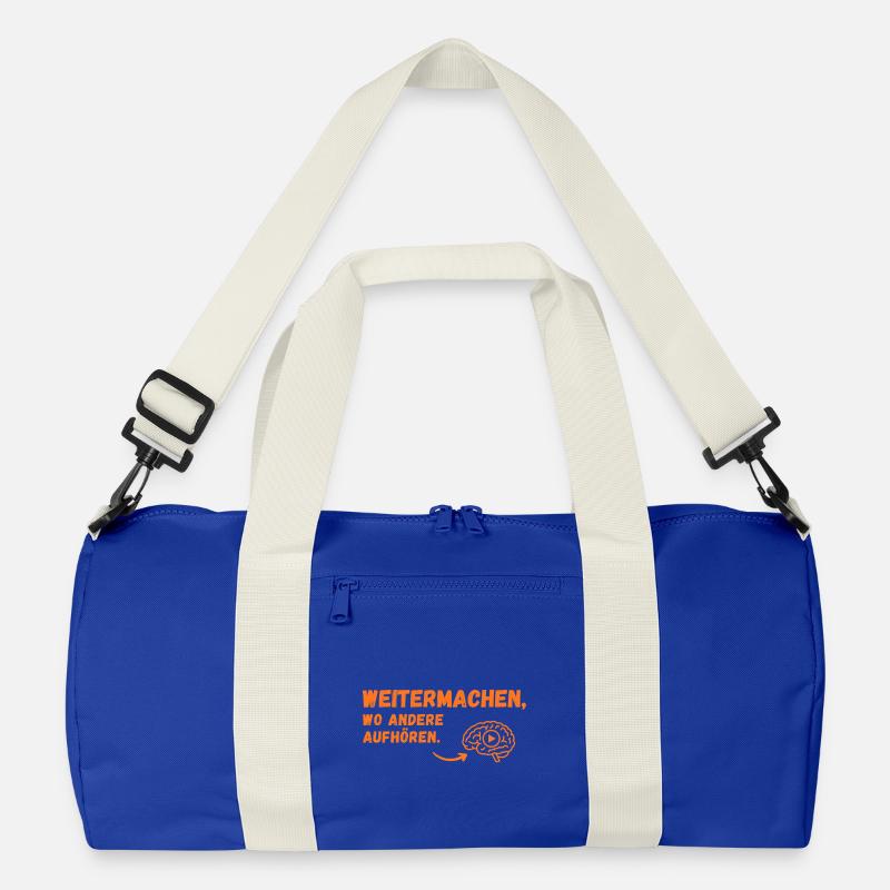 Weitermachen Spruch Gehirn-Icon - Recycelte Duffel Bag - Leuchtend Königsblau/Offwhite