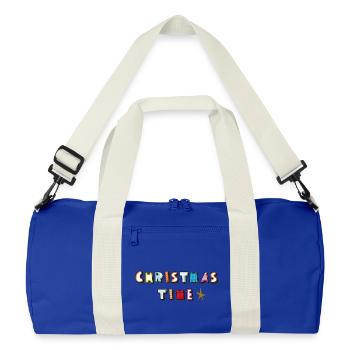 Période de Noël - Sac de sport recyclé - bleu roi vif/blanc cassé - Devant