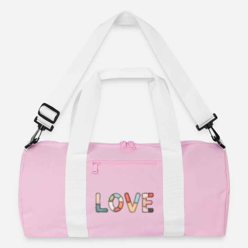 Love Patchwork Sewing Handmade Design Recycled Duffel Bag