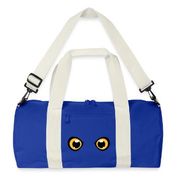 deux yeux brillants d'un hibou - Sac de sport recyclé - bleu roi vif/blanc cassé - Devant