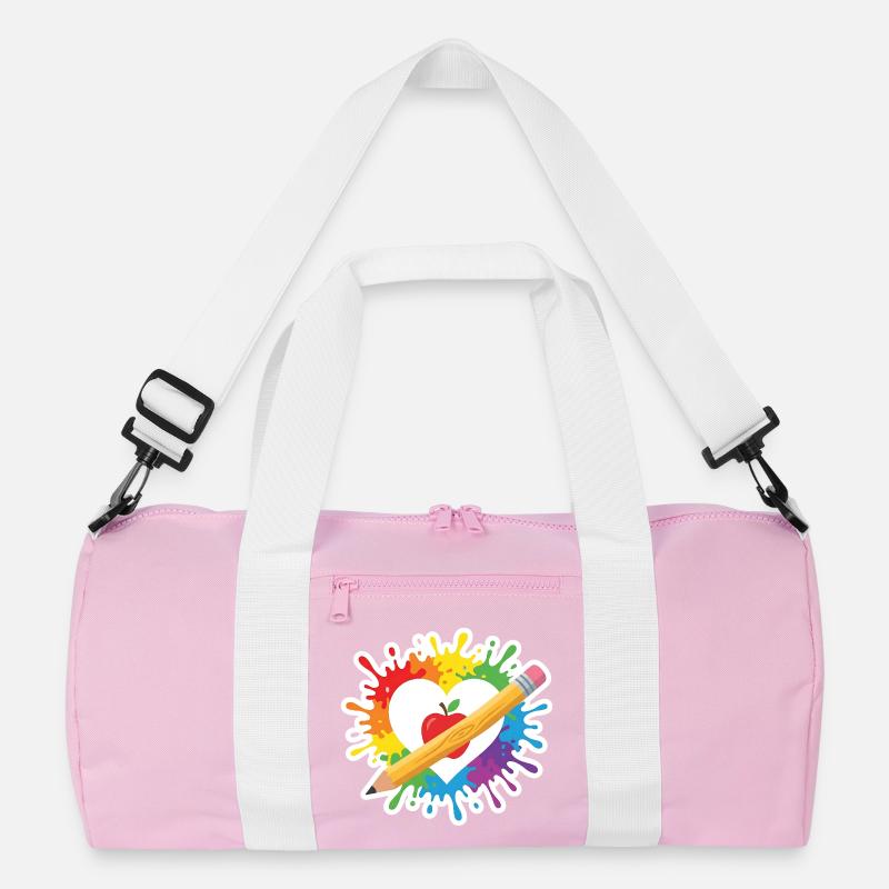 Lehrer Herz Regenbogen Apfel Buntstift Schule Recycelte Duffel Bag
