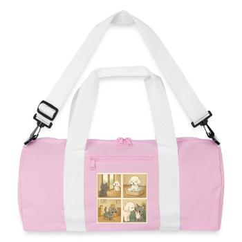Scène adorable avec des chiens et des chats à la maison - Sac de sport recyclé - rose/blanc - Devant