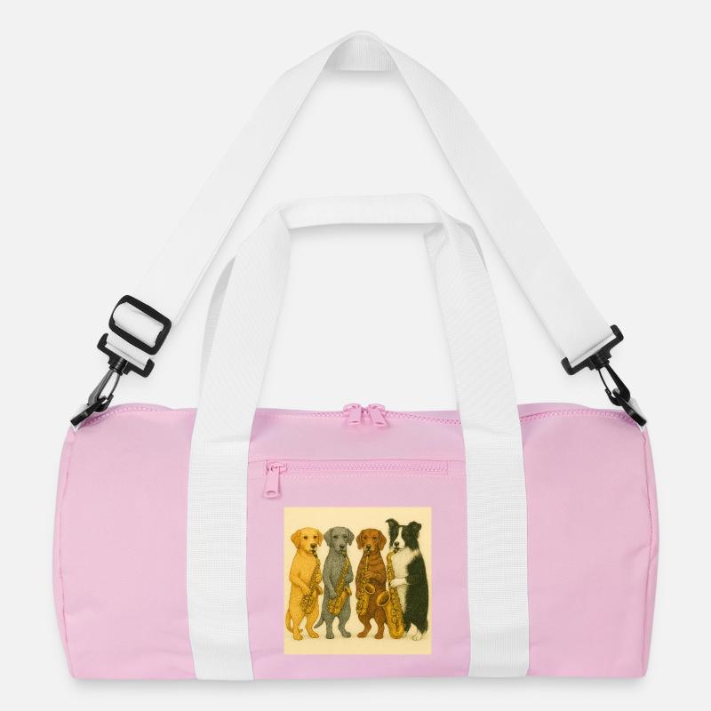Hunde mit Saxofonen Illustration Recycelte Duffel Bag