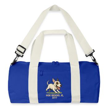 Bull terrier drôle - Sac de sport recyclé - bleu roi vif/blanc cassé - Devant