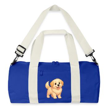Fluffy Pauses for a Photo - Recycled Duffel Bag - bright royal/off white - Front