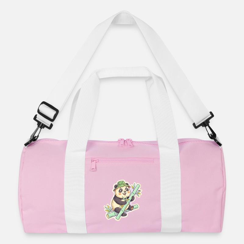 Panda on bamboo path Recycled Duffel Bag