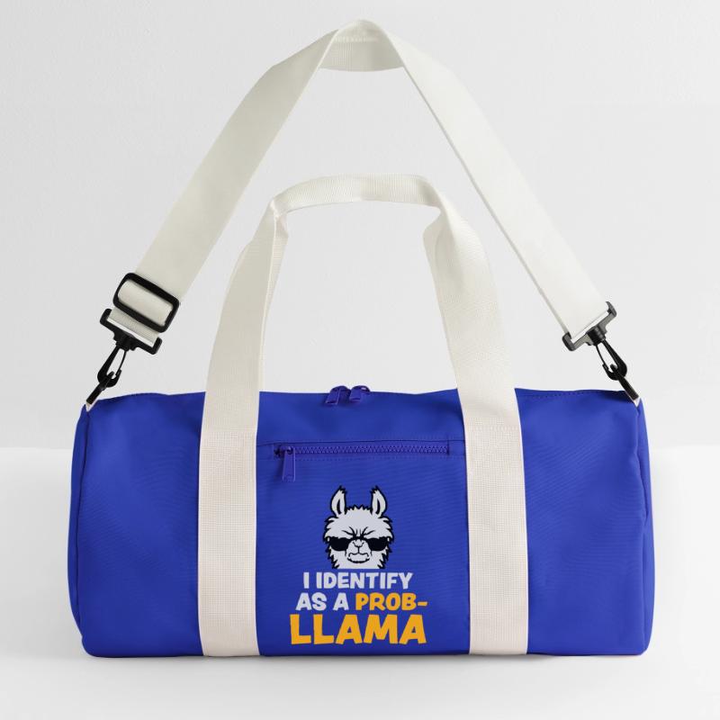 I Identify As A Probllama Cool Lama Problem Spruch Recycled Duffel Bag