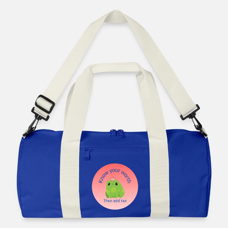 Kenne deinen Wert - Recycelte Duffel Bag - Leuchtend Königsblau/Offwhite