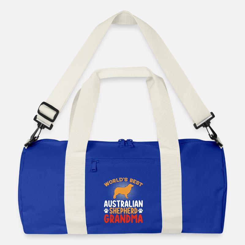 Australian Shepherd Mama Versteckt - Recycelte Duffel Bag - Leuchtend Königsblau/Offwhite