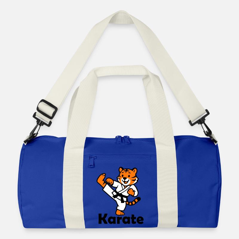 Karate Tiger - Recycelte Duffel Bag - Leuchtend Königsblau/Offwhite