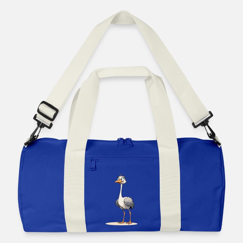 Neugieriger Straussvogel mit Blitzblick Recycelte Duffel Bag