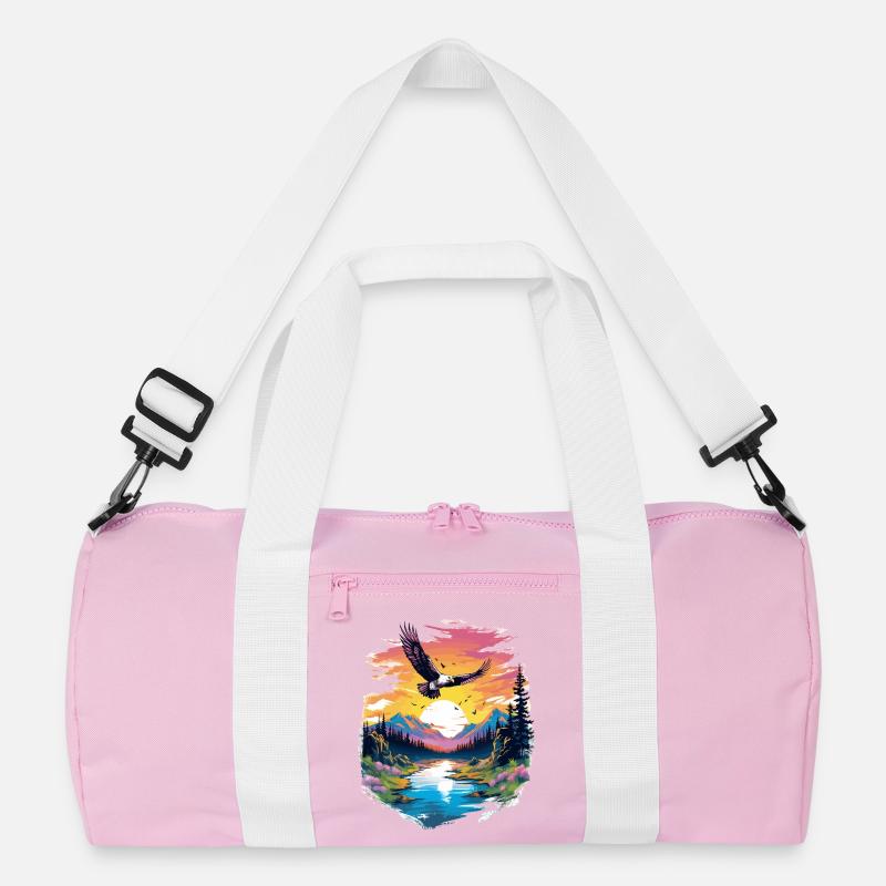 Sunset hawk over wilderness Recycled Duffel Bag