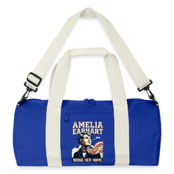 Amelia Earhart – Bring sie nach Hause - Recycelte Duffel Bag - Leuchtend Königsblau/Offwhite - Vorne