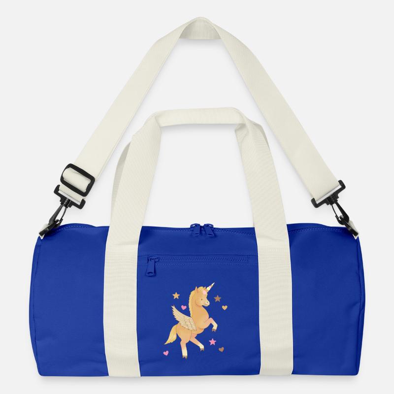 Einhorn, Pferd, Pony, Pegasus - Recycelte Duffel Bag - Leuchtend Königsblau/Offwhite