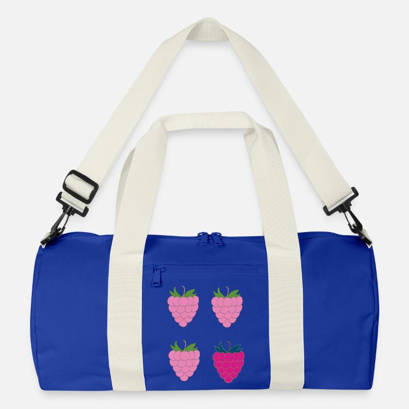 Double Raspberry Pop Art - Recycled Duffel Bag - bright royal/off white