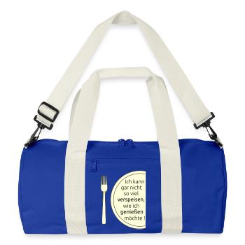 Verspeisen und geniessen - Recycelte Duffel Bag - Leuchtend Königsblau/Offwhite - Vorne