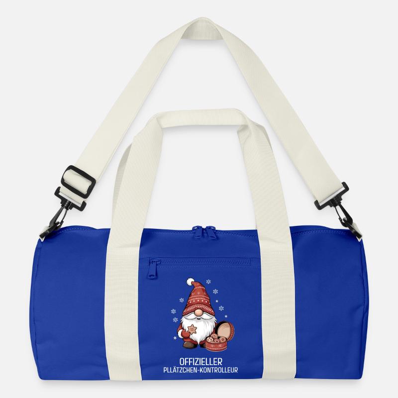 Weihnachtsgnom mit Plätzchen - Recycelte Duffel Bag - Leuchtend Königsblau/Offwhite
