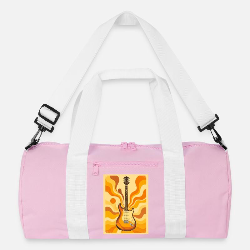 Psychedelische Retro-Gitarre mit lebendigen Siebzigern Recycelte Duffel Bag