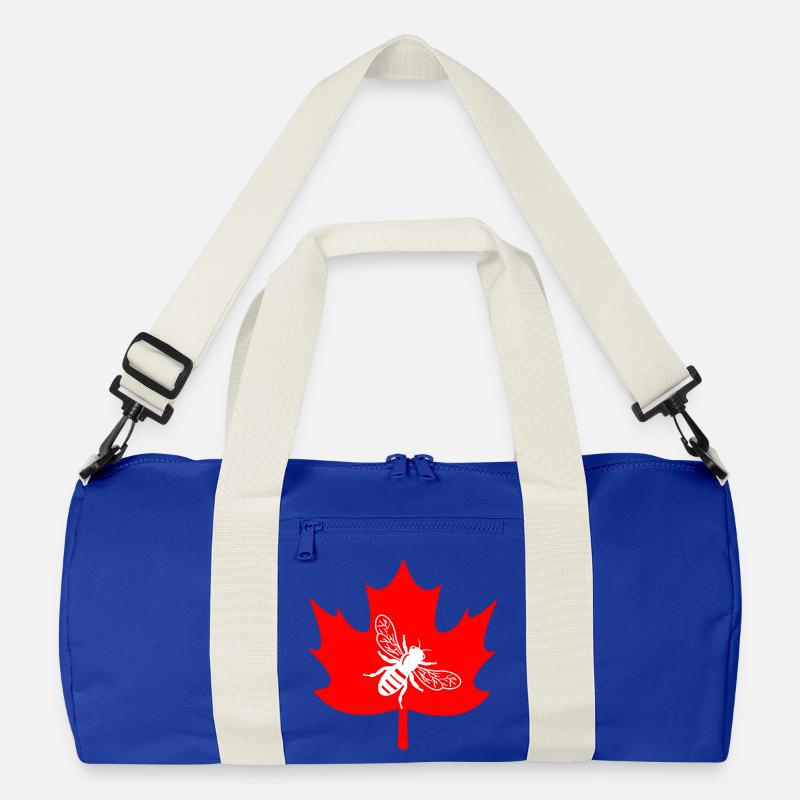 Canada white bee in maple leaf beekeeper logo Recycled Duffel Bag