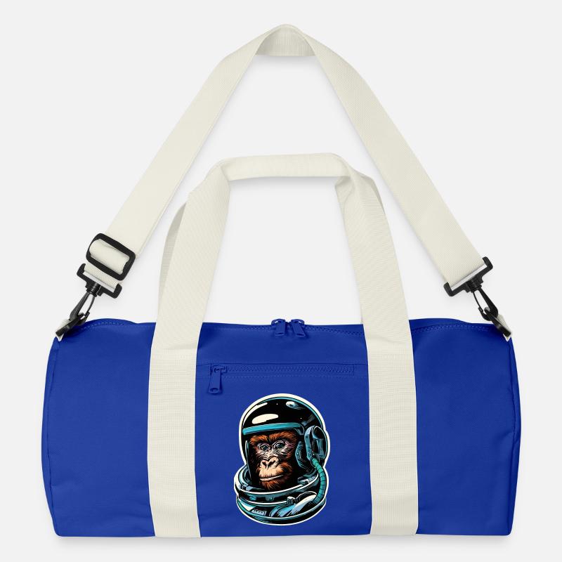 Weltraum-Affe - Recycelte Duffel Bag - Leuchtend Königsblau/Offwhite