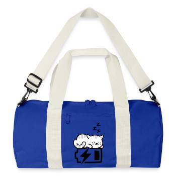 Sleepy Kitty (Color Changeable - 3 colors) - Recycled Duffel Bag - bright royal/off white - Front
