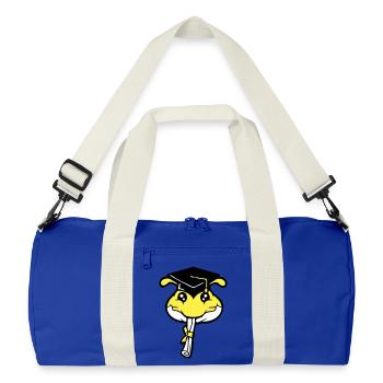 Caterpillar High School Graduation Passed College Worm - Recycled Duffel Bag - bright royal/off white - Front